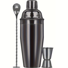 (Black) 24oz professionele 18/8 roestvrijstalen cocktailshakerset met Margarita-mixer, maatbeker en menglepel -