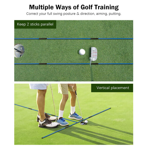 Rhino Valley Golf Alignment Sticks - 2 Pack Collapsible Practice Rods 2