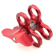 2X Kugelklemme 3 LöCher Tauchlampen Arm Butterfly Clip Halterung für Action Kamera Taschenlampenstativ,Rot