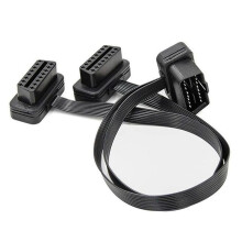 2X OBDII Erweiterung Doppel Anschluss Y Verteiler OBD OBD2 16PIN Stecker zu Buchse Anschluss Flach + Dünn für ELM327