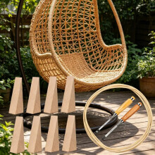 12Pcs Rattan Chair Repair Set Includes 8 Wooden Wedges And Rattan Wicker