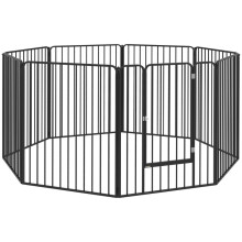 8-paneelinen modulaarinen sisä-/ulkokäyttöön tarkoitettu koiranhäkki 9 tapilla, terästä, 164x164x100 cm, musta
