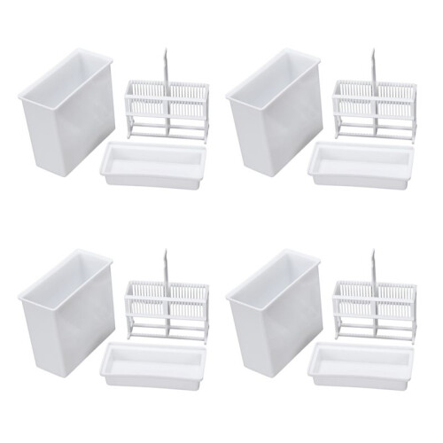 4X 2 in 1 White 24 Pieces Microscope Slides Staining Rack Dish Set