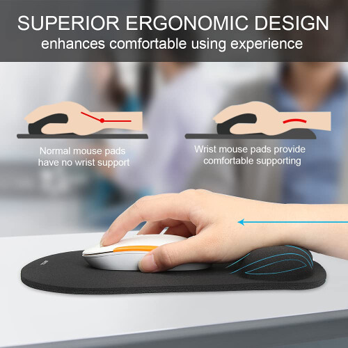 TeckNet TECKNET Mouse Mat Wrist Support, Ergonomic Mouse Mat with Memory Foam, Mice Pad with Anti-slip Rubber Base, Waterproof Surface Mouse Pad for Computer 1