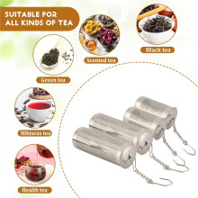 4PCS Tea Infusers for Loose Tea,Tea Filter with Lid,Stainless Steel Tea Strainer with Chain Hook,Large Tea Strainer