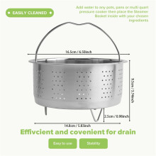 Stainless Steel Steamer Basket Rice Cooker Steamer for Instant Cooker with Handle Pressure Cooker Rice Steamer