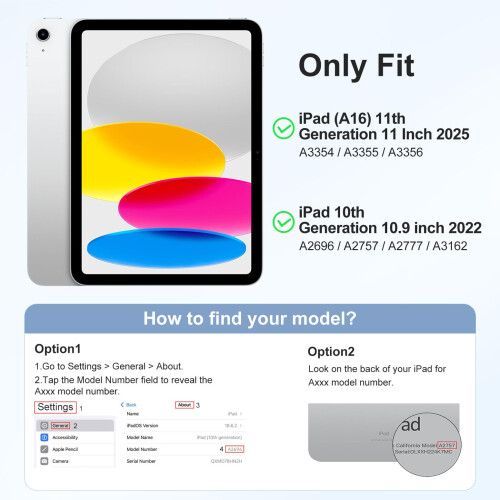 drivego Case for iPad A16 11th 10th Generation 2025/2022 & Screen Protector 1