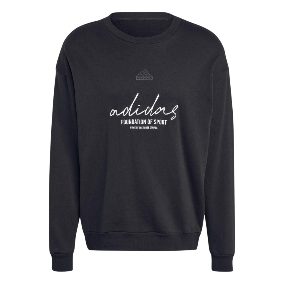 Adidas (S, Black) Mens Crew Neck Sweatshirt