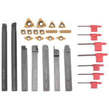 Lathe Threading Tool Set 21 Pieces - 7 Pcs 1/2Inch Turning Shank Boring Bars with 14 Pcs Indexable Carbide Inserts B