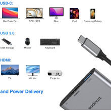 USB C to HDMI Adapter, 3 in 1 HDMI to USBC Digital AV Multiport Adapter, USB Type C Converter to 4K-Hdmi, USB3.0, 100W PD for MacBook Pro Air,iPad Pr