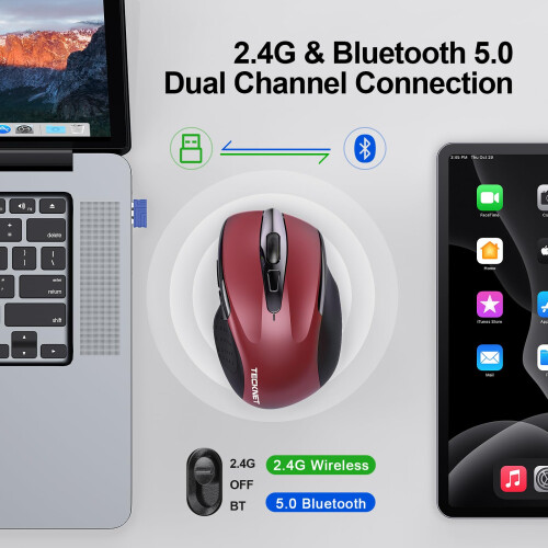 TeckNet TECKNET Bluetooth Mouse, Rechargeable Bluetooth Wireless Mouse 2