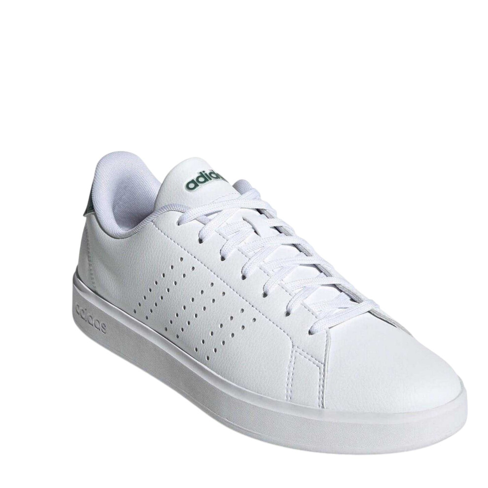 Adidas (10 Uk, White/Green) Mens Advantage Perforated Trainers