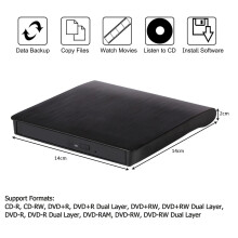 Vlio External CD DVD Drive, USB 3.0 Portable Slim CD DVD Drive Player Burner Writer Reader Rewriter, Optical Disc Drive for PC, Laptop and Desktop, W