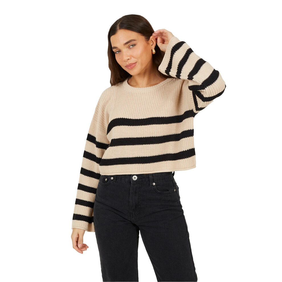 Brave Soul (Xl, Stone) Womens/Ladies Striped Cropped Jumper