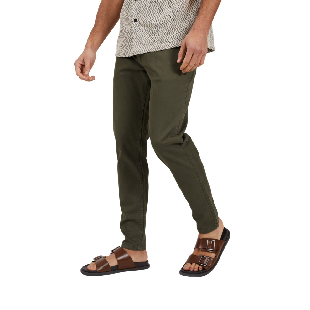 Brave Soul (32R, Khaki ) Mens Twill Chinos Green