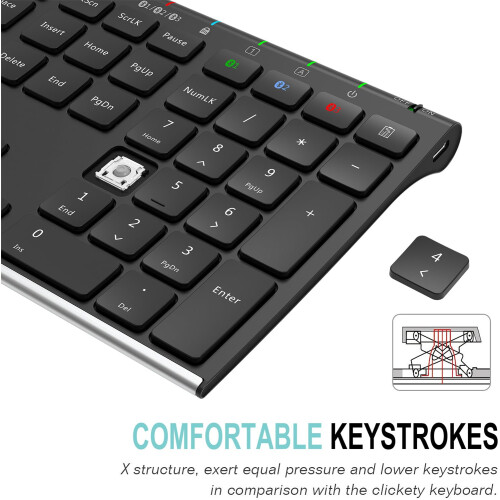 Arteck Universal Bluetooth Keyboard Stainless Steel Full Size UK Layout Wireless Keyboard for Windows, iOS, Android, Computer Desktop PC Laptop Surfa 2