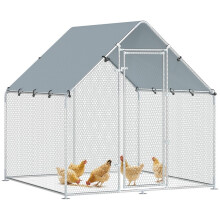 Pollaio da esterno con tetto e serrature, in acciaio zincato, 2x2x2 m, colore argento.