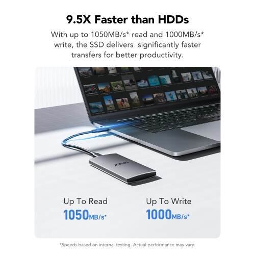 Lexar Lexar ES3 512GB External SSD, USB 3.2 Gen2 Portable SSD, PSSD Up to 1050MB/s Read, 1000MB/s Write, External Solid State Drive Compatible with iPhone 2