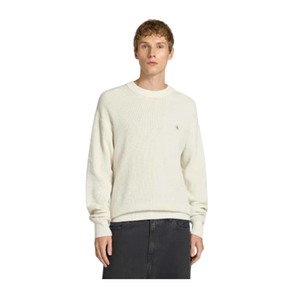 Calvin Klein (Xl, Tofu) Mens Waffle Crew Neck Jumper