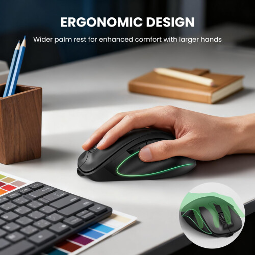 TeckNet TECKNET Bluetooth Mouse (BT5.0/3.0 and 2.4G), Multi-Device Wireless Mouse, 4800 DPI Rechargeable Silent Mice, Computer Mouse with Thumb Rest, Ergonom 1