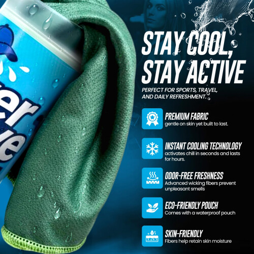 Ever Move Instant Cooling Towel - 100 x 30 cm Lightweight Cooling 1