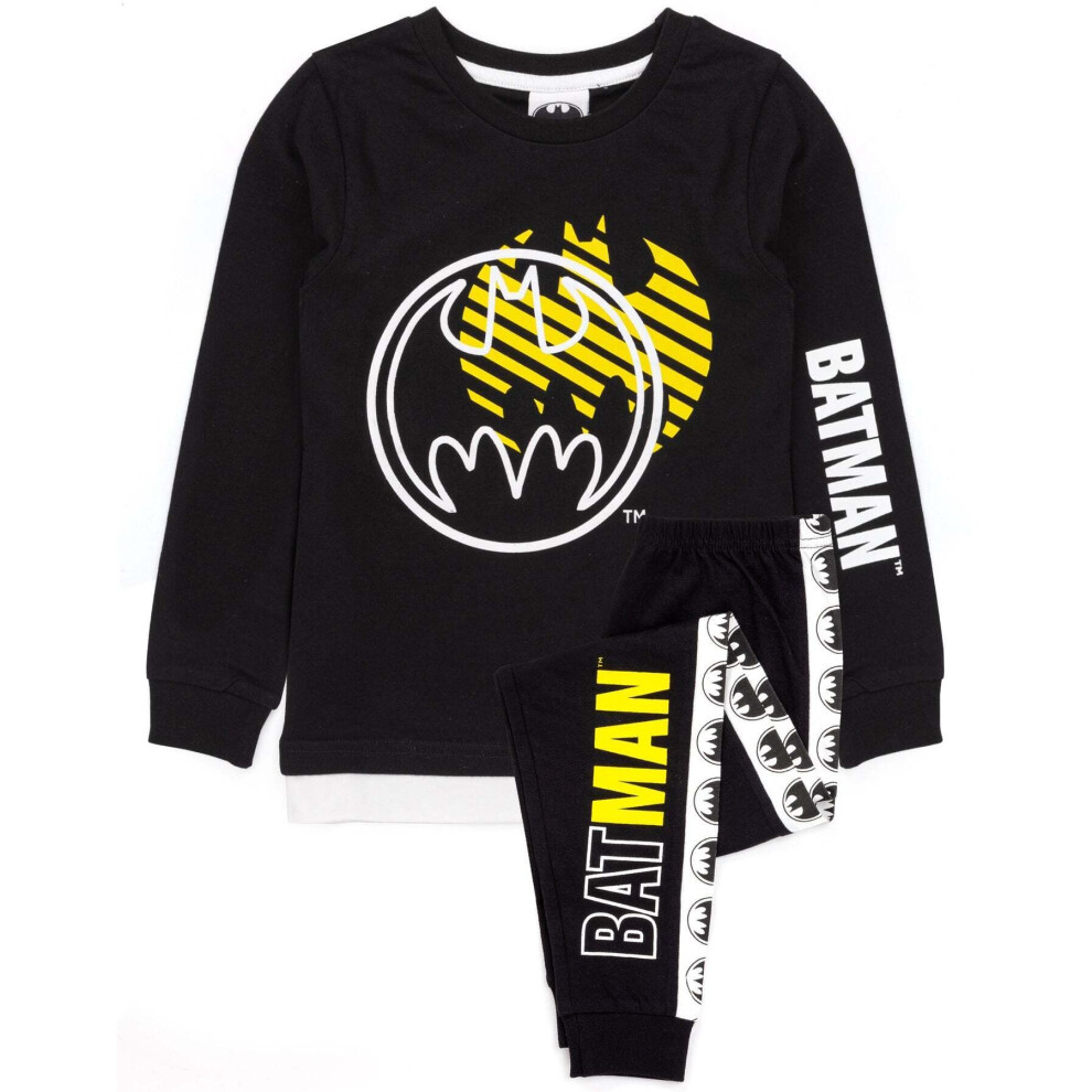 Batman (9-10 Years, Black/White/Yellow) Boys Pyjama Set