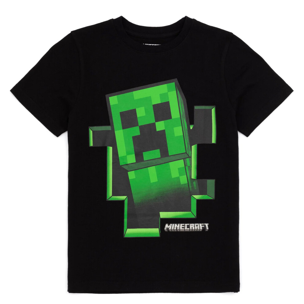 Minecraft (9-10 Years, Black) Boys Creeper Inside T-Shirt