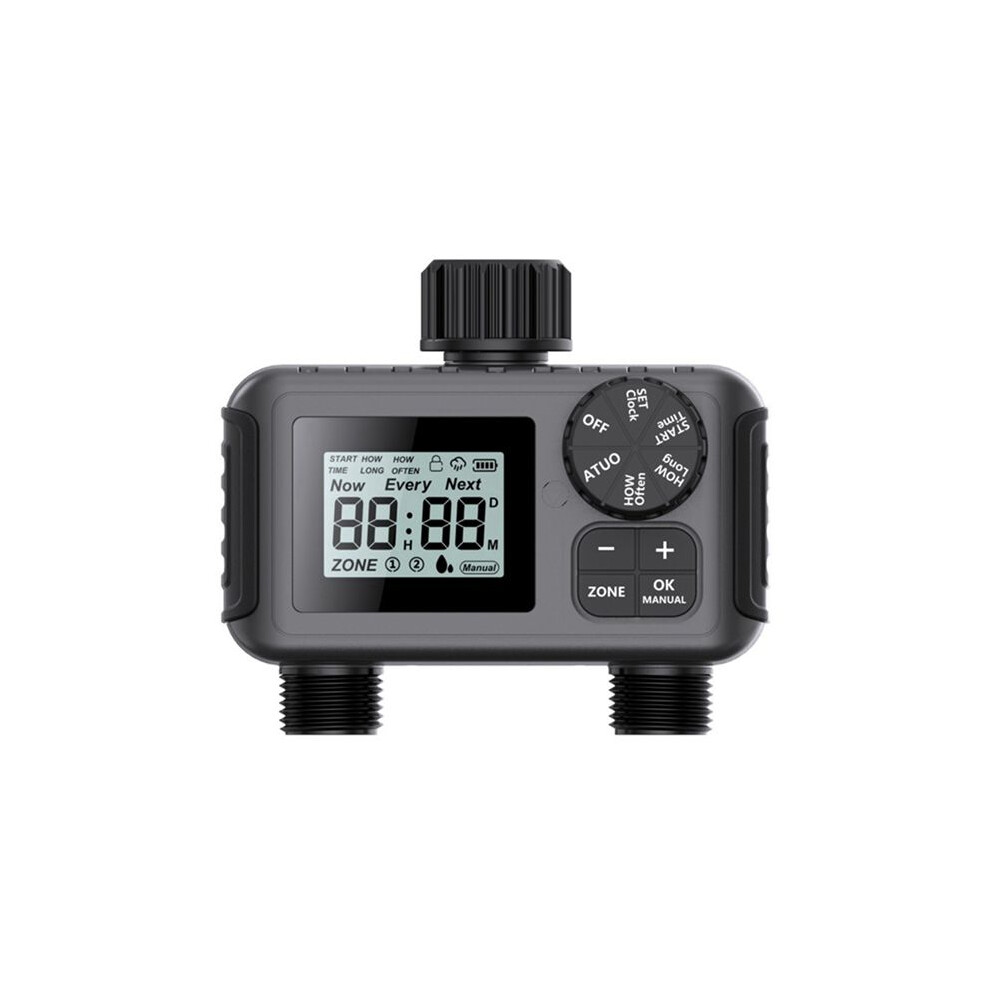 2-Way Programmable Watering Timer For Greenhouse, Lawn Automatic Hose Tap Irrigation System With Drip Controller Valve B 4712721335687