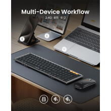 ProtoArc Foldable Keyboard and Mouse, XKM01 Portable Bluetooth Folding Keyboard Mouse Combo for Travel, 2.4G+Dual Bluetooth, Full-Size Rechargeable,