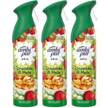 3 X 185 ml Febreze/Ambi Pur Air Mist Air Freshener Spray - Apple Crumble