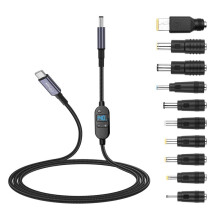 140W PD zu Konverterkabel mit Einstellbarer Spannung (5V/9V/12V/15V/20V/28V) und 10 Adapterköpfen