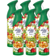 6 X 185 ml Febreze/Ambi Pur Air Mist Air Freshener Spray - Apple Crumble