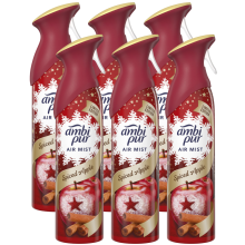 6 X 185 ml Febreze/Ambi Pur Air Mist Air Freshener Spray - Spiced Apple
