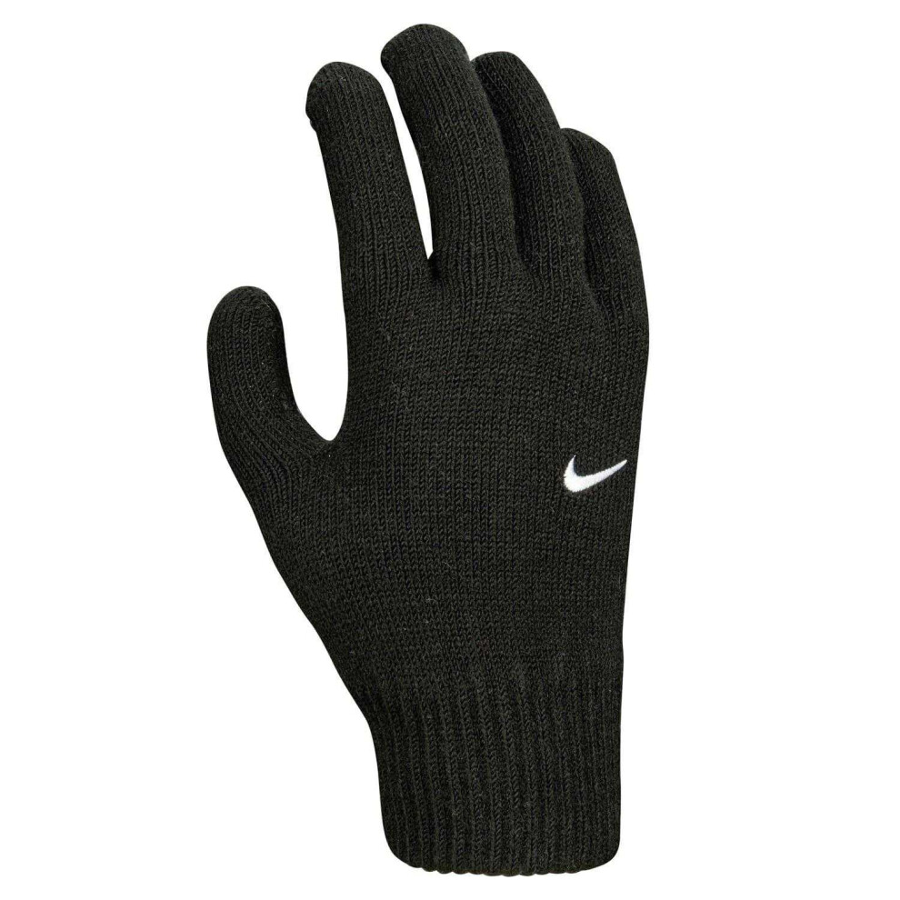 Nike (L-Xl, ) Unisex Adult Ribbed Cuff Knitted Swoosh Gloves Black