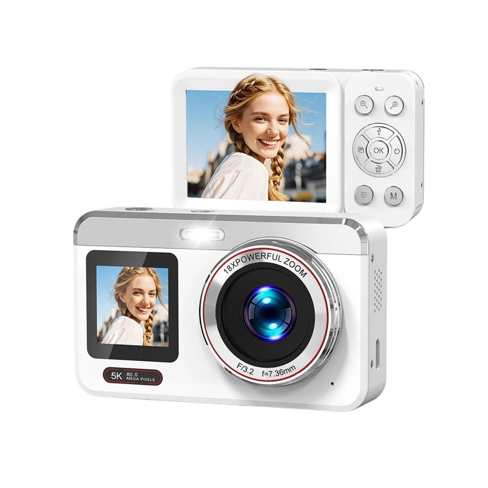 5K Digital Camera, 80Mp Dual Screen Autofocus Vlogging Camera, 18X Compact Zoom Camera For Photography Teens Adults 6033471724018