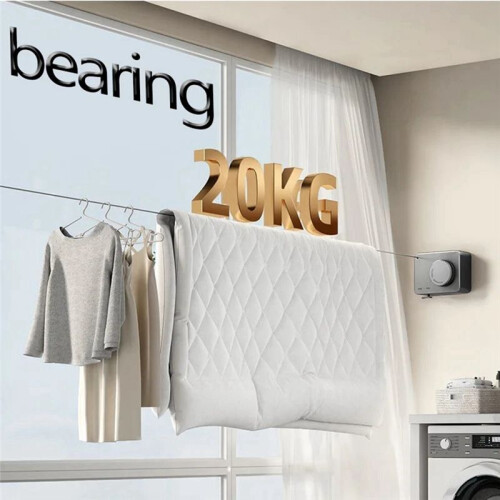 Wall-Mounted Retractable Clothesline Laundry Hanger Clothes Drying Rack Invisible Stretchable Clothes ,Grey 2