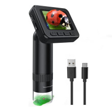 Microscope Vidéo Numérique 1080P pour Enfants, Grossissement 50X-1000X, Écran IPS HD 2 Pouces, Kit Scientifique Parfait, Cadeau pour Enfants