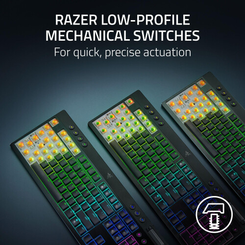 Razer Razer BlackWidow V4 Low-profile HyperSpeed - Wireless Low-profile Mechanical Gaming Keyboard (HyperSpeed Wireless & BT, Multi-function Roller & 11 Co 1