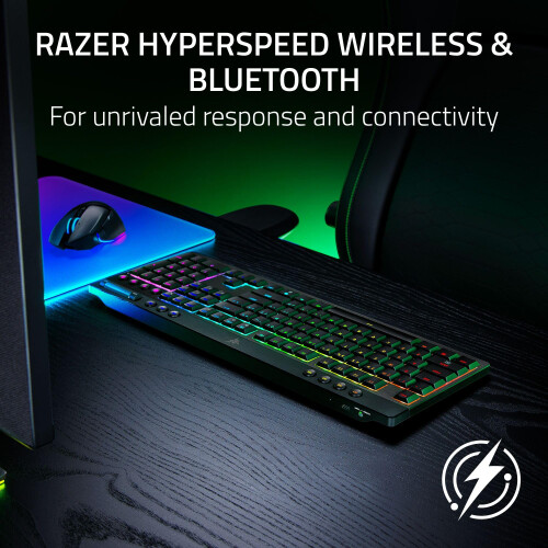 Razer Razer BlackWidow V4 Low-profile HyperSpeed - Wireless Low-profile Mechanical Gaming Keyboard (HyperSpeed Wireless & BT, Multi-function Roller & 11 Co 2