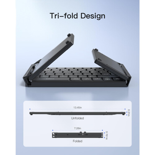 Inateck Foldable Bluetooth Keyboard with Touchpad, 3-Channel Multi-Device Switching, Portable Travel Folding Keyboard with AI Function for iPadOS And 1