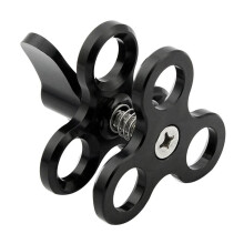 4X Bolklämma 3 Hål Dykljus Arm Butterfly Clip Monteringsfäste för Actionkamera Ficklampa Stativ, Svart