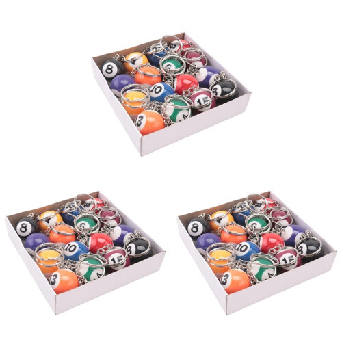 Colorful Billiard  Keychain Set 48 Pcs, Magic Key Chain Balls Eightball Billar Billiards Chains Accessories