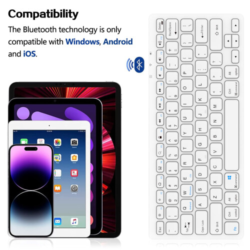 Bluetooth Wireless Keyboard Compatible with iOS(iPad Pro/Air/Mini), Android and Windows Systems, US Layout Stylish and Portable Easily Switch, Ergono 2