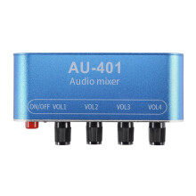 5V-12V AU-401 Stereo Audio Mixer 4 Input 1 Output Individually Controls Board Sound Mixing DIY Headphones Amplifier