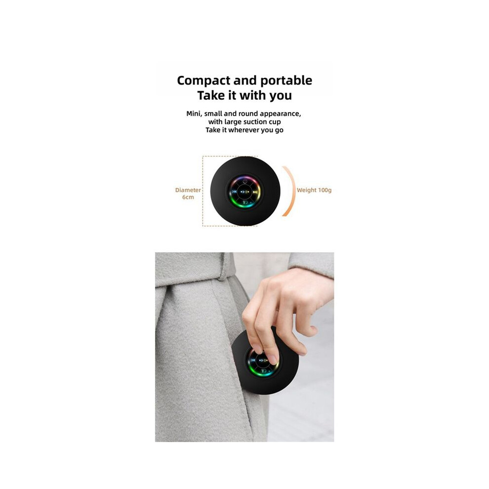3X Speaker Waterproof Audio Wireless Shower Speakers Rgb Suction Cup Speaker, Light/Black 6031025026328