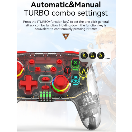 (Purple) Wireless Controller Joystick for Nintendo Switch PS4 PC Android iOS Gamepad