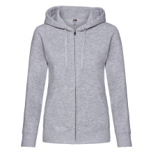 (L, Heather Grey) Fruit of the Loom Womens/Ladies Premium Hooded Lady Fit Sweat Jacket