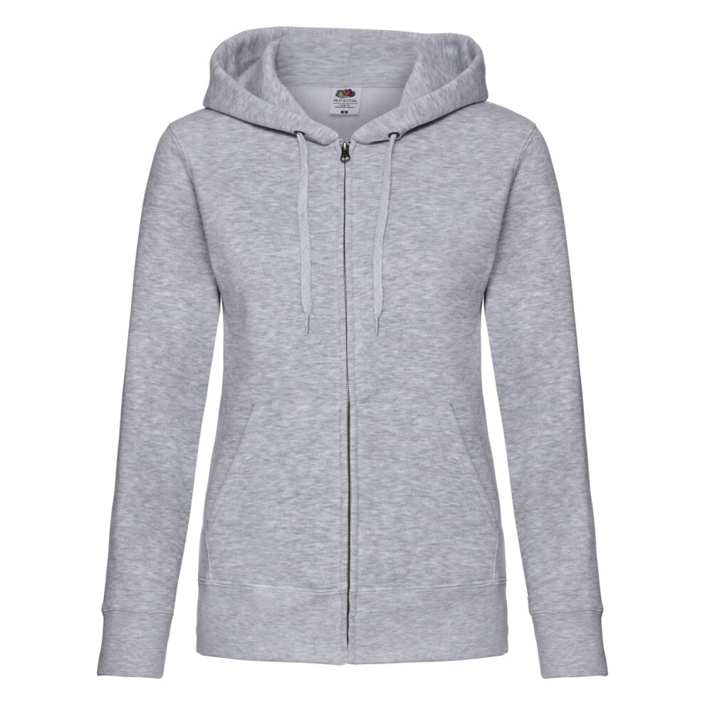 Fruit Of The Loom (L, Heather Grey) Womens/Ladies Premium Hooded Lady Fit Sweat Jacket