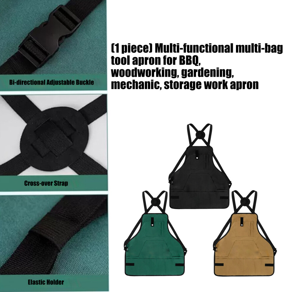 Multiuse Work Apron Tool Apron For Woodworker And Outdoor Activities Bbq Cooking Black 7755000627971
