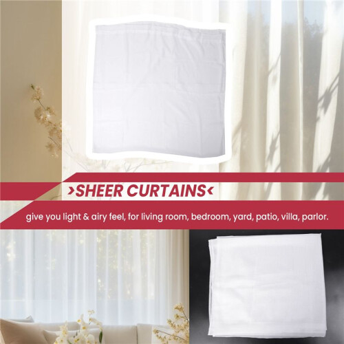 Window White Sheer Curtains 90 Inches Long 2 Panels Sheer White Curtains Clear Curtains Basic Rod Pocket Panel 2